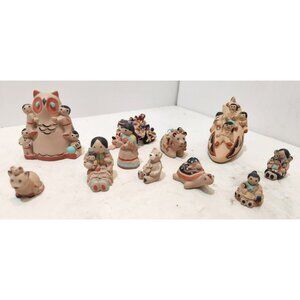 Vtg Lot Of 11 Cleo Teissedre Miniature Native American Storyteller Figurines 80s